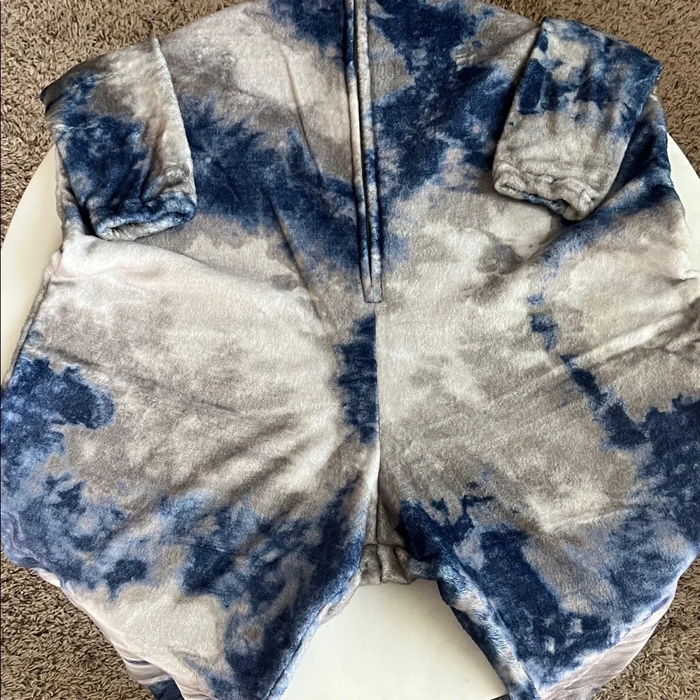 Natural Life Open Foot Onesie XS Blue & Gray Tie Dye Zip Up - Picture 5 of 11